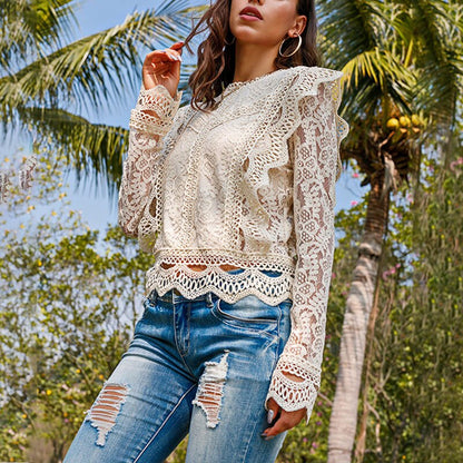 Unelia Blouse | Chemisier à manches longues en dentelle
