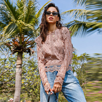 Unelia Blouse | Chemisier à manches longues en dentelle